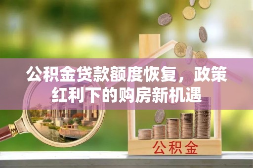 肃宁公积金贷款额度恢复，政策红利下的购房新机遇