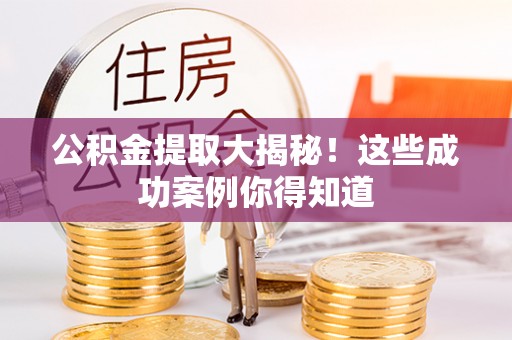 肃宁公积金提取大揭秘！这些成功案例你得知道
